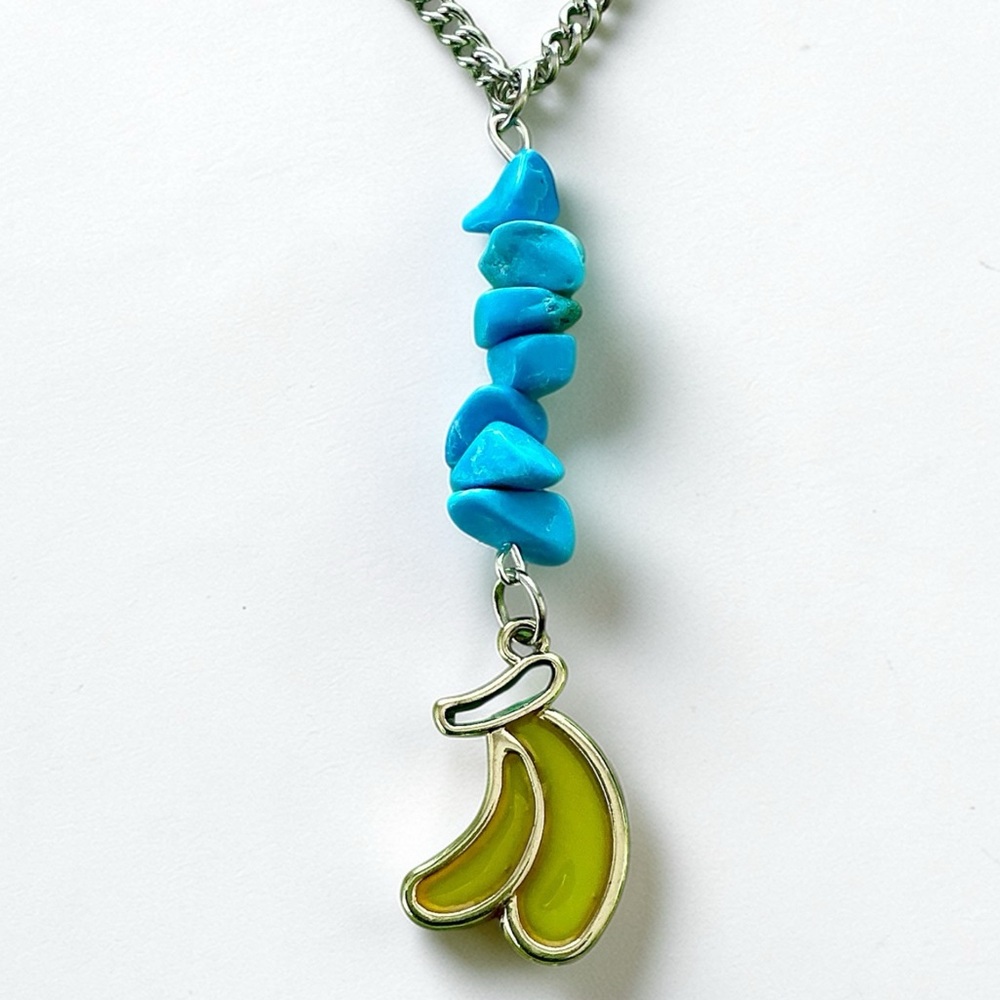 🆕 Banana and Gemstones Pendant Necklace-Stainless Steel